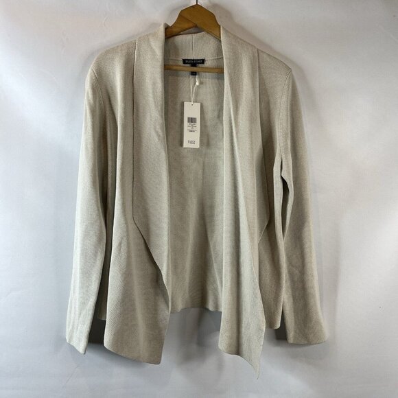 Eileen Fisher Womens Jacket Sweater Size Large Silk Collar Open Front - Picture 2 of 10